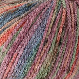 aran weight yarn for knitting and crocheting in variegated colours