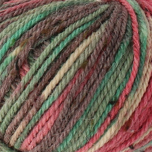 aran weight yarn for knitting and crocheting in variegated colours